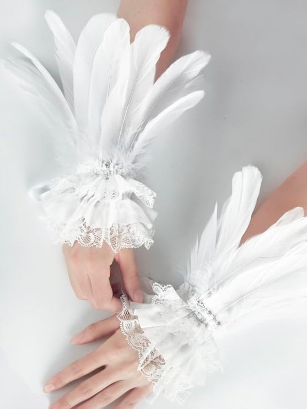 Lace Feather Long Gloves